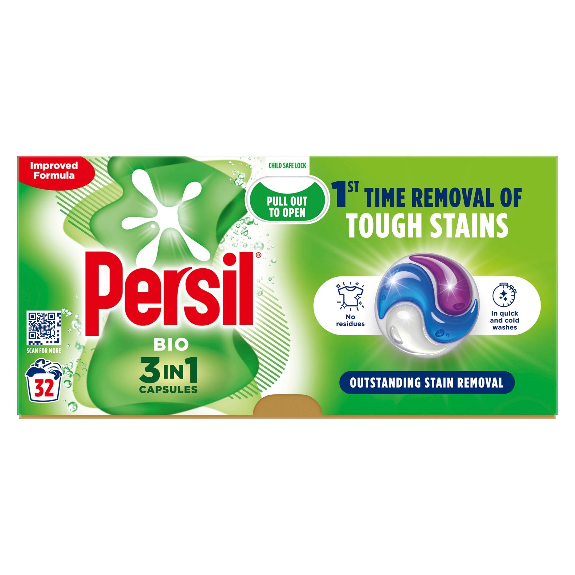 Persil Bio 3 In 1 Washing Liquid Capsules Laundry Detergent 32 Wash