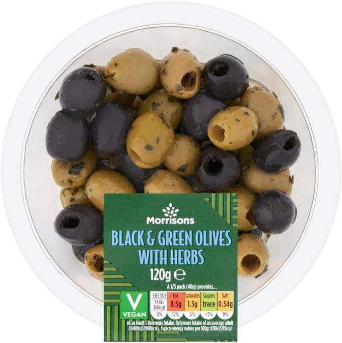 Morrisons Black & Green Olives With Herbs 120g