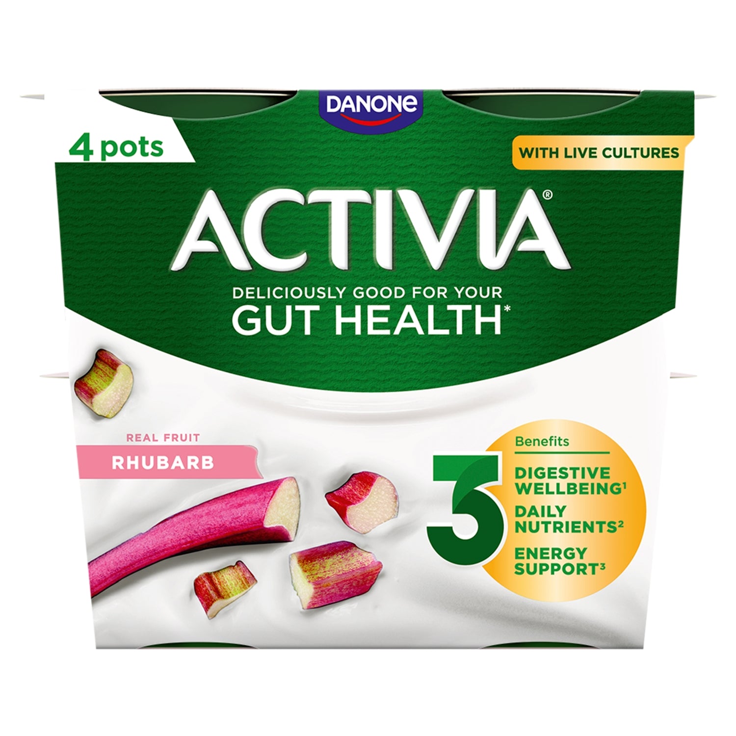 Activia Rhubarb Yoghurt 4 x 115g