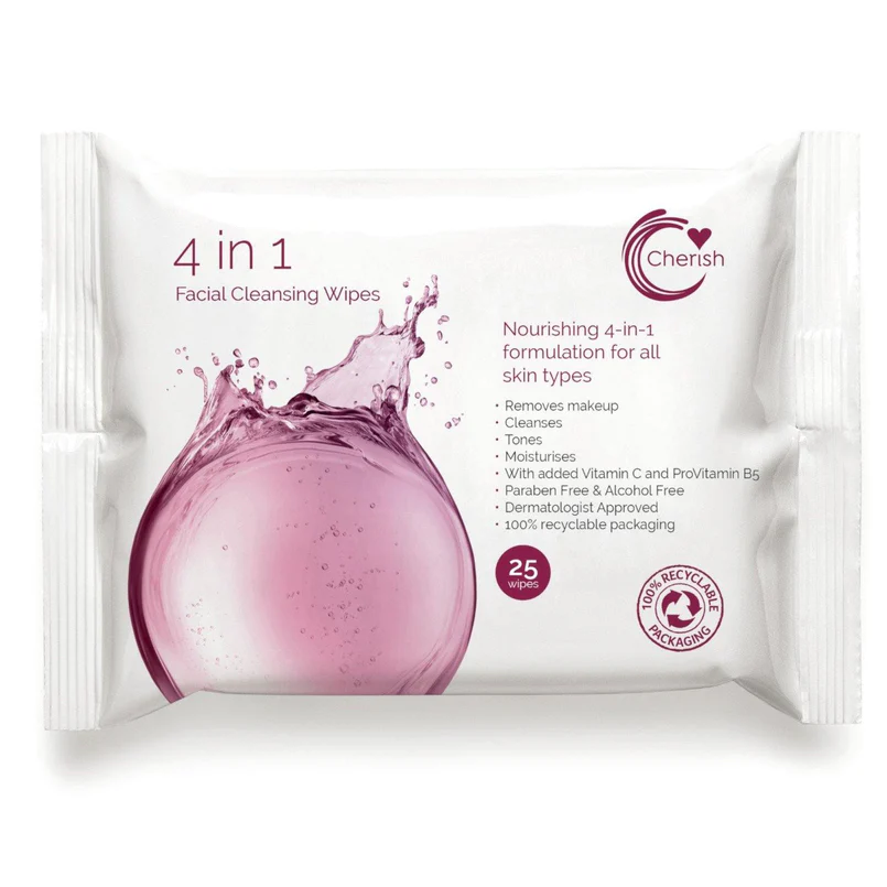 Cherish 4-in-1 Facial Wipes 25pk