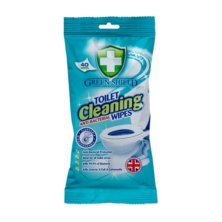 Greenshield Anti-Bacterial Toilet Cleaning Wipes 40pk