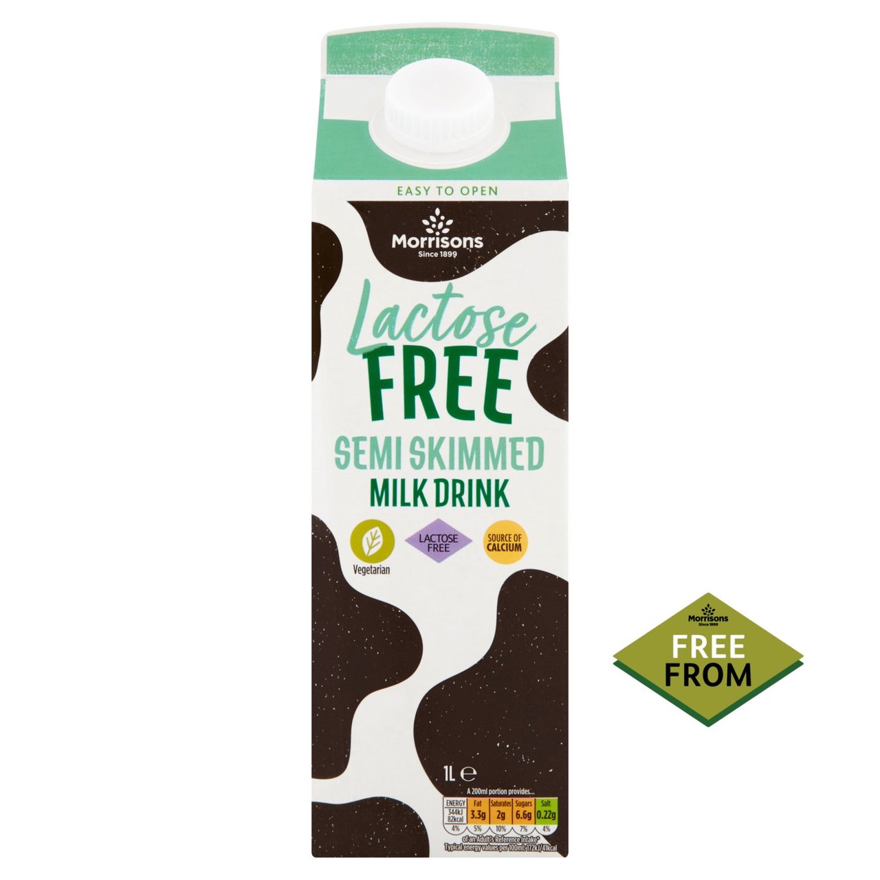 Morrisons Lactose Free Semi Skimmed Milk 1L