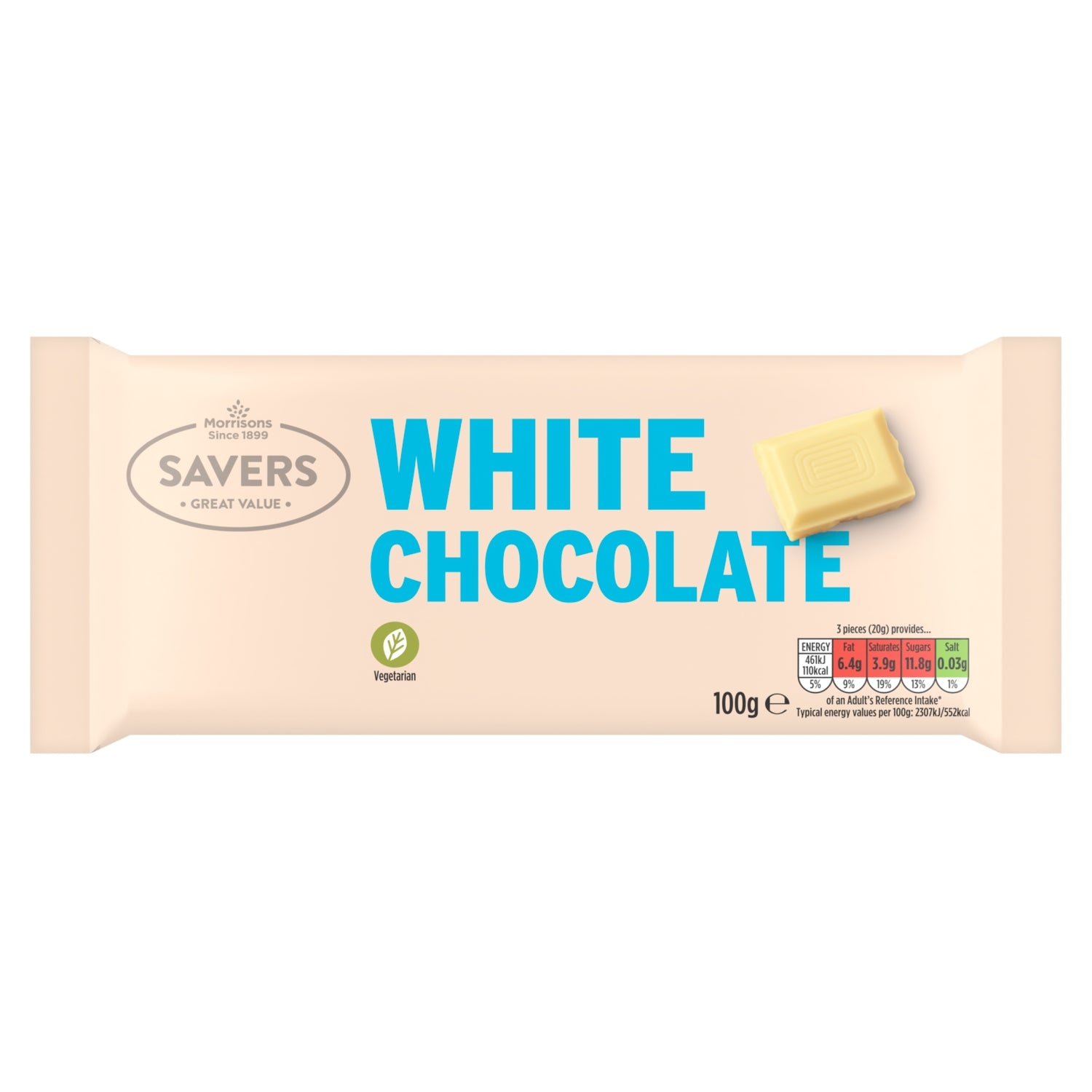 Morrisons Savers White Chocolate 100g