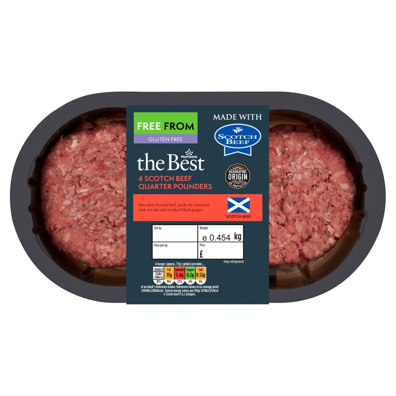 Morrisons  The Best Scotch Beef Quarter Pounder 4pk 454g