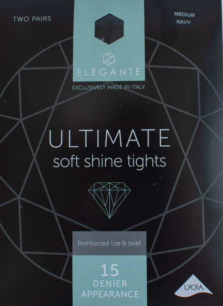 Elegante Ultimate Soft Shine Tights Navy L (2pk)