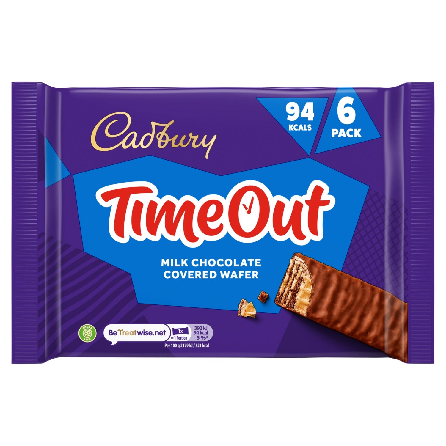 Cadbury Timeout Chocolate Wafer Bars 6 pack 108g