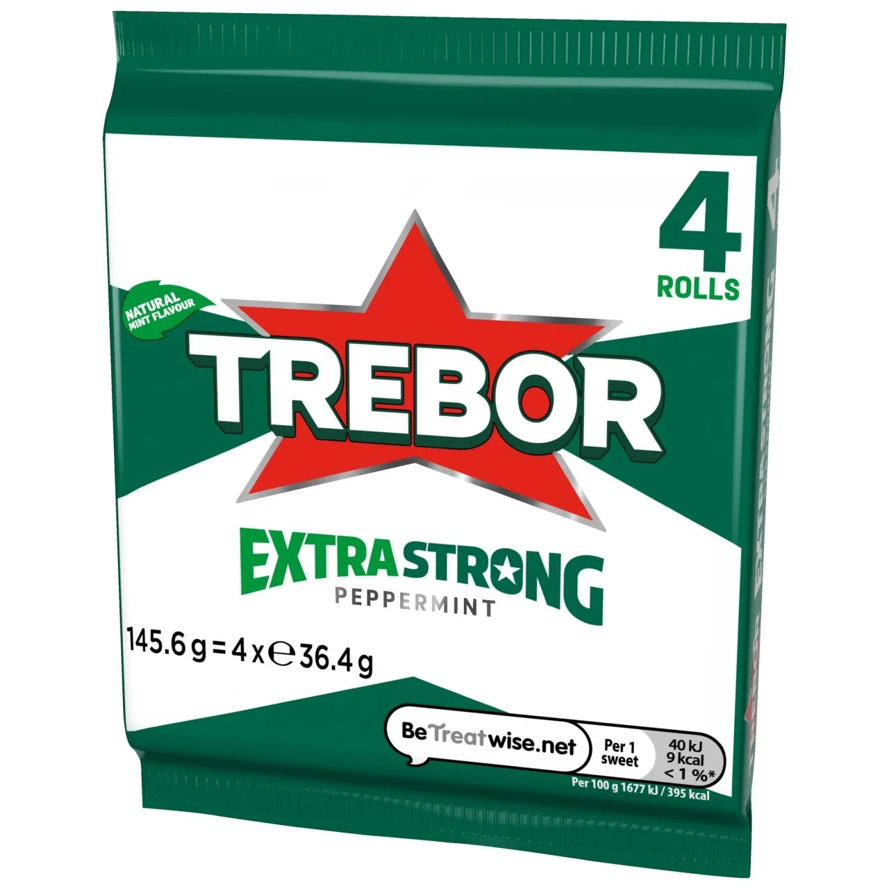 Trebor Extra Strong Peppermint 4 Rolls 145.6g