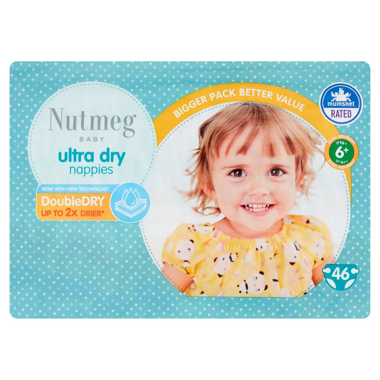 Nutmeg Ultra Dry Size 6 plus Nappies 46pk