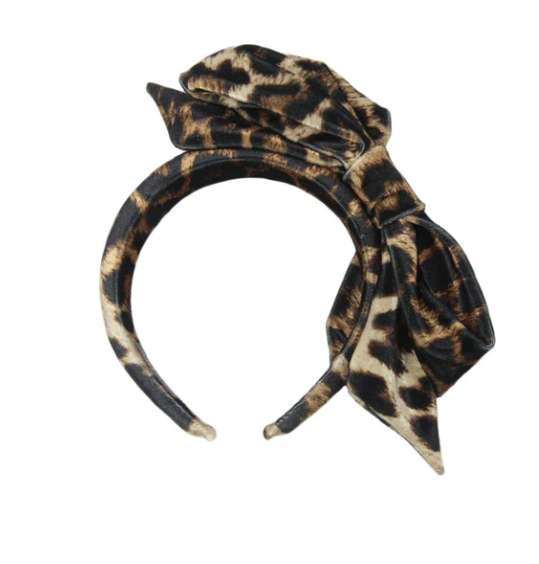 Alexandra -  Leopard Velvet Bow Hairband