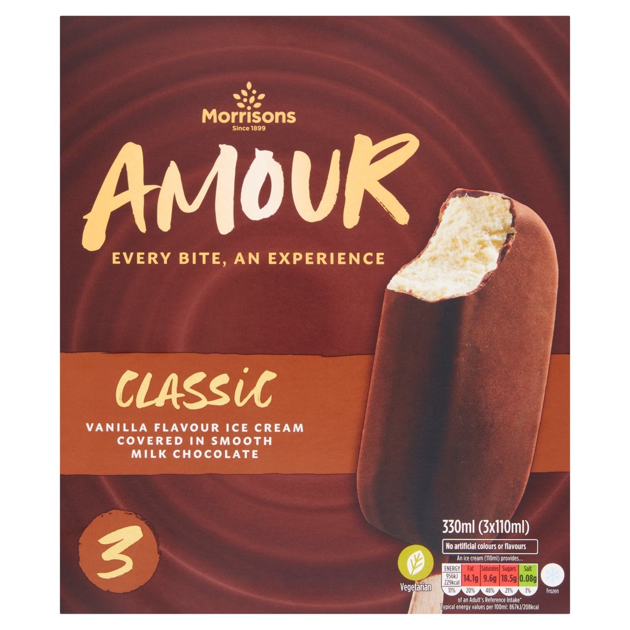 Morrisons Milk Chocolate Amour Sticks 3 x 110ml