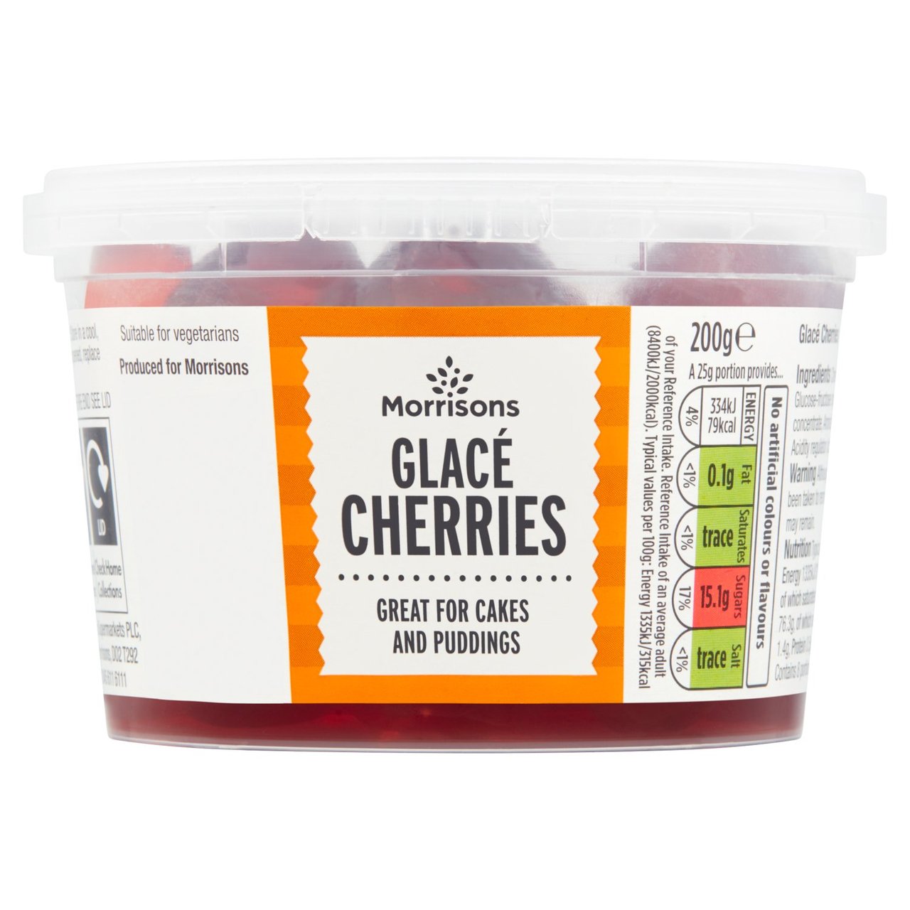 Morrisons Glace Red Cherries 200g