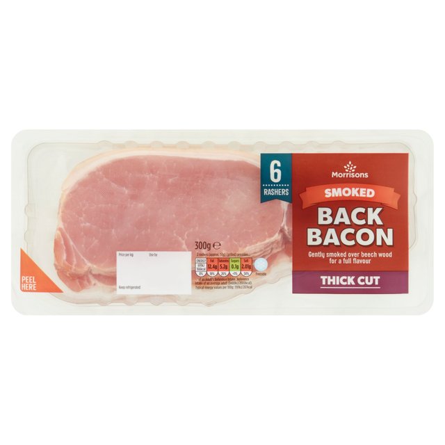 Morrisons Smoked Extra Thick Cut Back 6 Bacon Rashers 300g