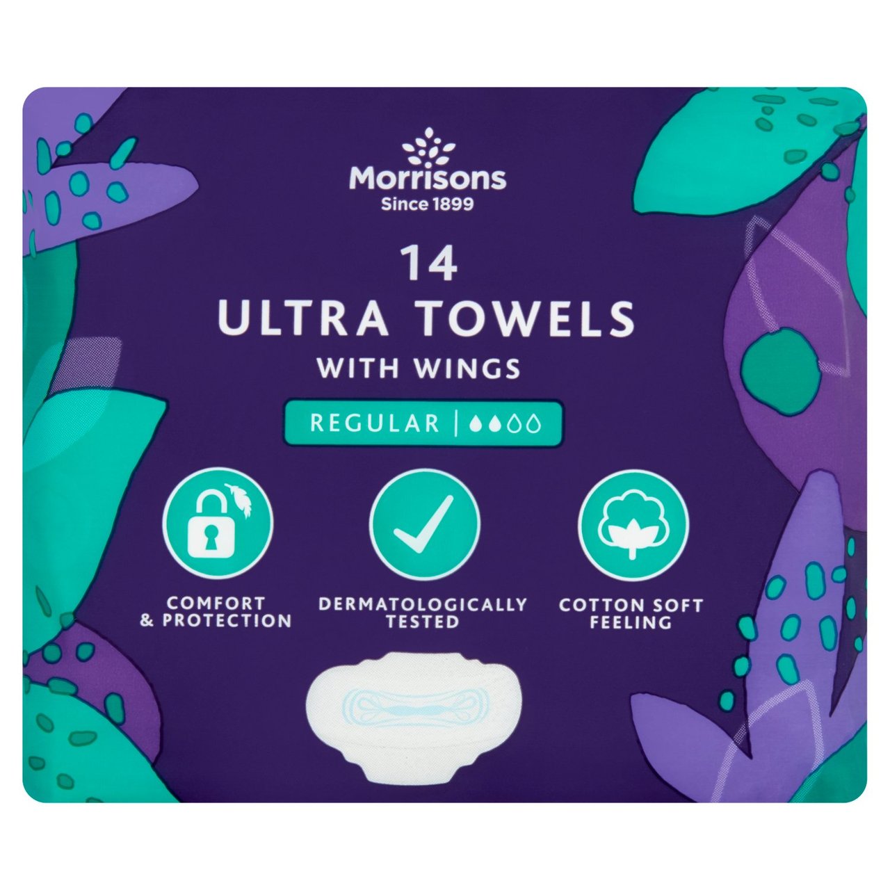 Morrisons Ultra Towel Regular With Wings 14pk