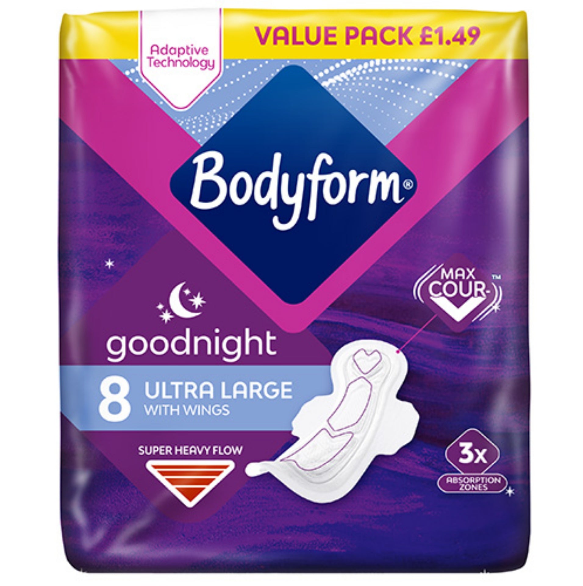 BodyForm Ultra Goodnight Large With Wings 8pk PM.*