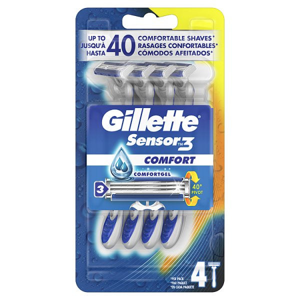 Gillette Sensor 3 Disposable Razors 4pk (5004609257531)