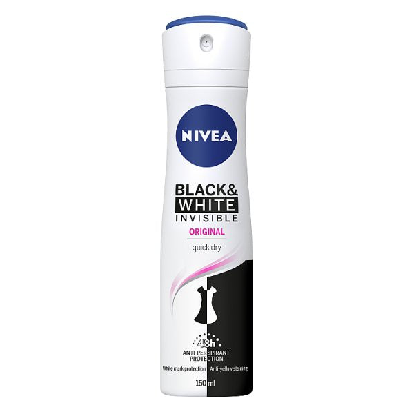 Nivea Invisible Black & White Anti Perspirant 48hr 150ml (4983195369531)