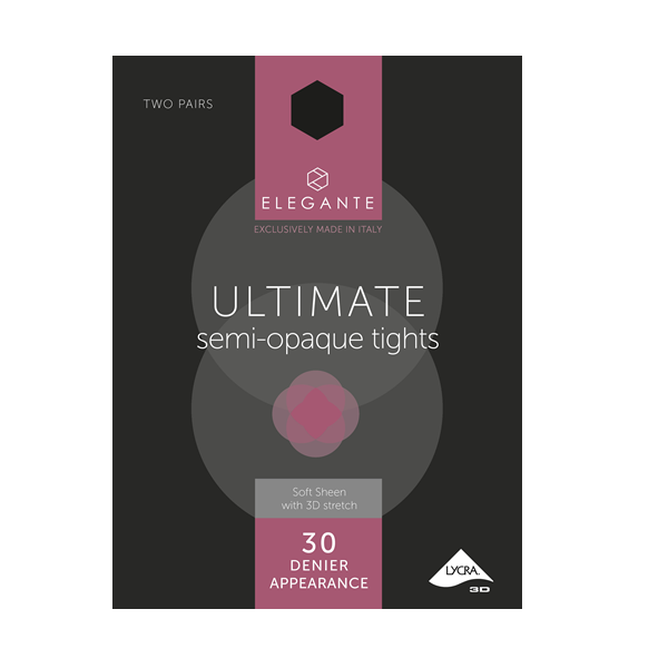 Elegante Ultimate 30D Semi Opaque Tights Black Med (2pk) (5074318098491)