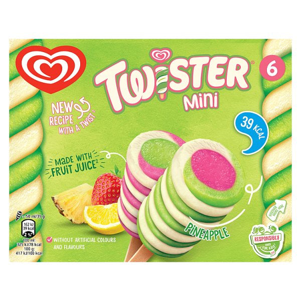 Twister Mini Pineapple Lemon Lime Strawberry Ice Lollies 6 x 50ml