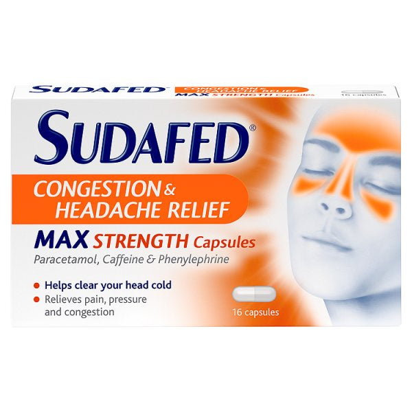 Sudafed Congestion & Headache Relief Max Strength 16pk. (5101061275707)