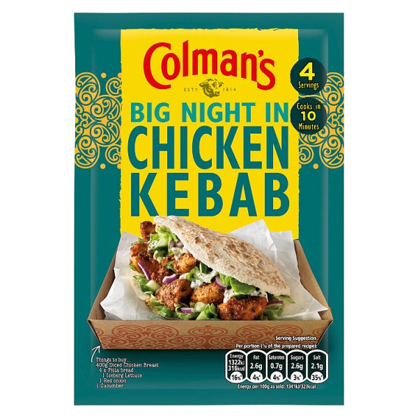 Colmans Big Night In Chicken Kebabs 30g