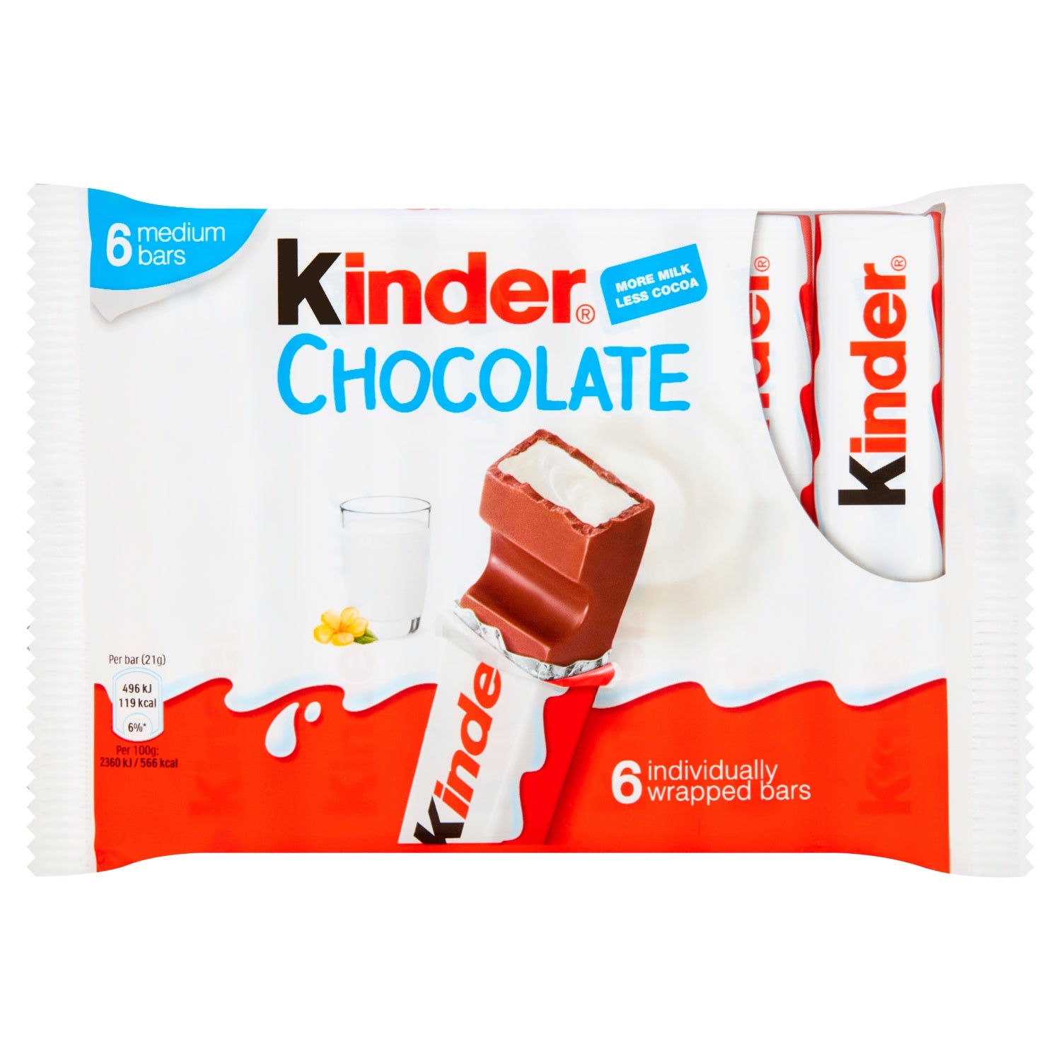 Kinder Chocolate Snack Bars 126g 6pk