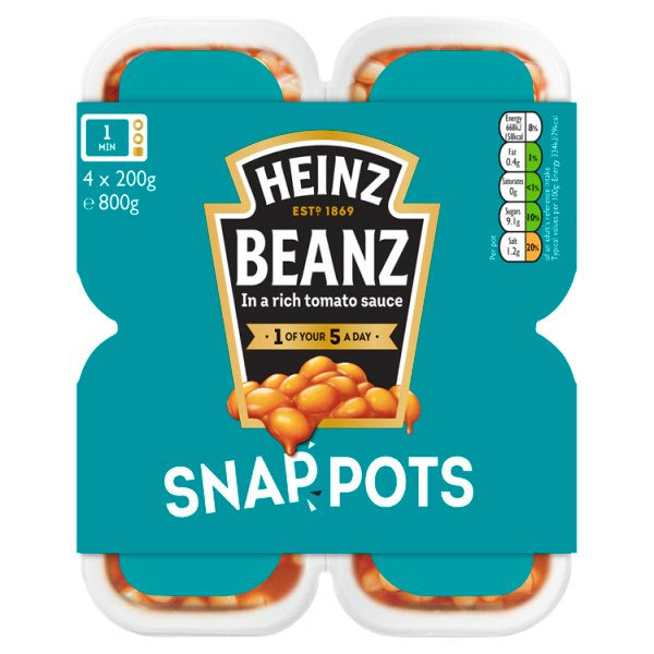 Heinz Baked Beanz Snap Pots 200g 4pk (4979207274555)