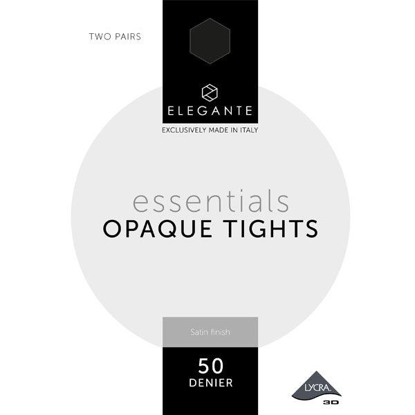 Elegante Opaque Tights 50D Black M (2pk) (4979927908411)