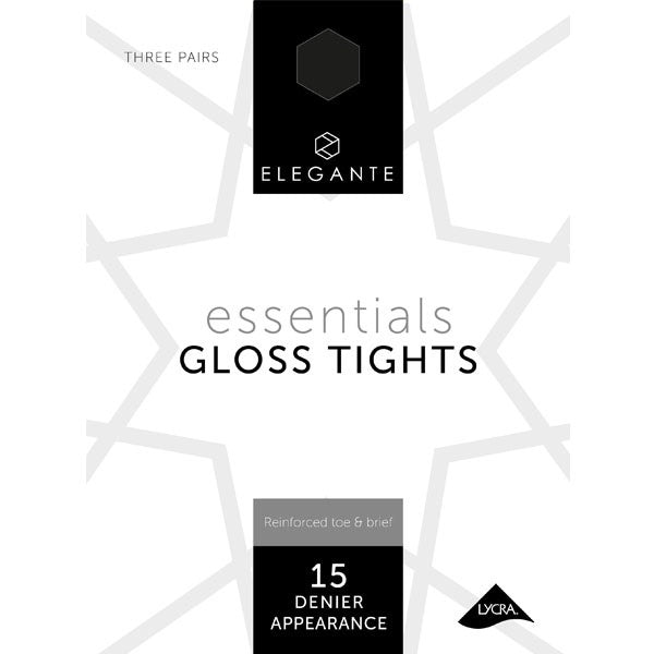 Elegante 15D Essential Gloss Black Tights L.* (3pk) (4979922599995)