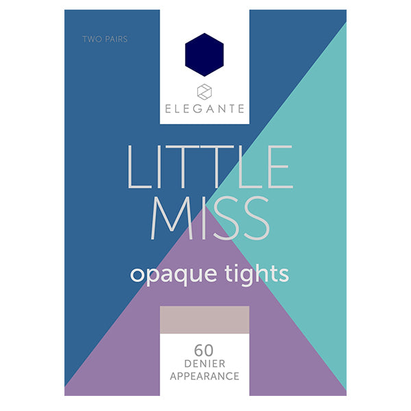 Elegante Little Miss Opaque Tights 60D 11-12yrs Navy (2pk) (4979923976251)