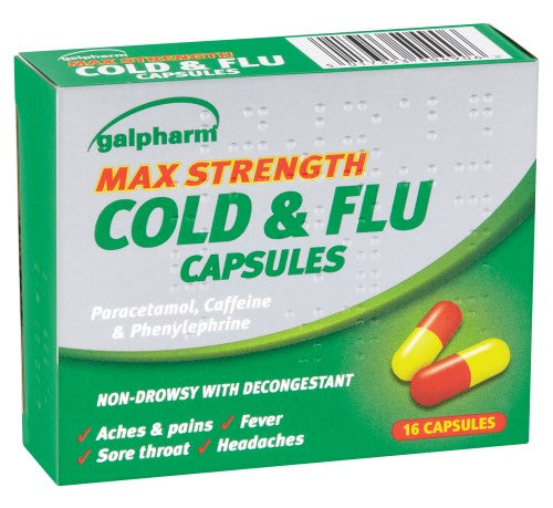 Galpharm Cold & Flu Max Strength Capsules 16pk (5100260786235)