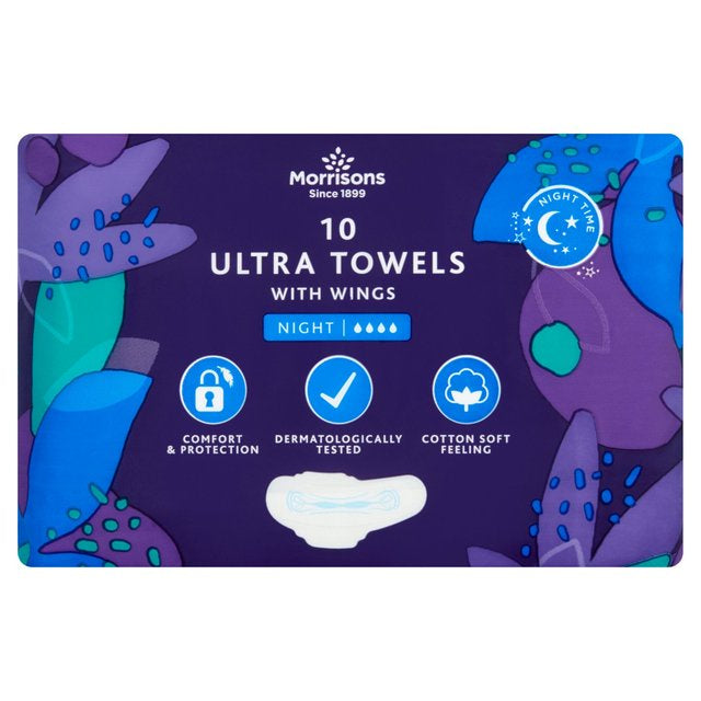 Morrisons  Ultra Towel Night Time Wings 10pk
